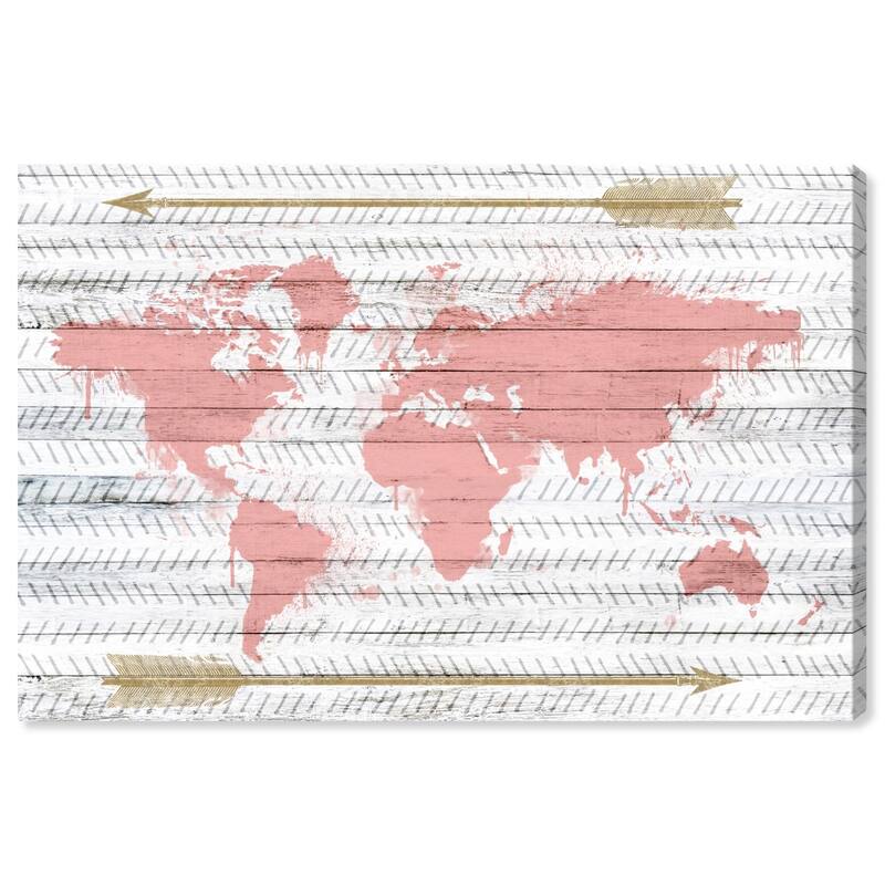 Wynwood Studio 'Mapamudi Boho Blush' Maps and Flags Wall Art Canvas Print - Pink, Gold