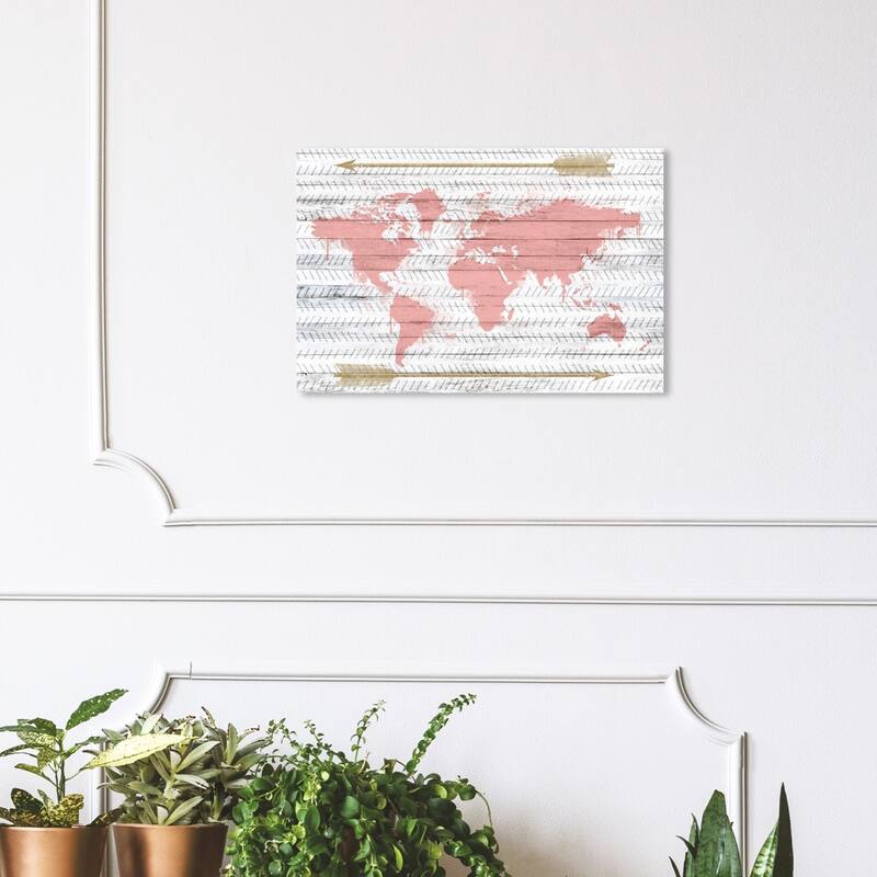 Wynwood Studio 'Mapamudi Boho Blush' Maps and Flags Wall Art Canvas Print - Pink, Gold