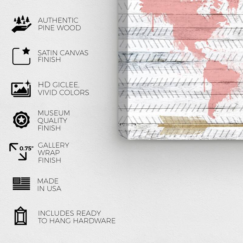 Wynwood Studio 'Mapamudi Boho Blush' Maps and Flags Wall Art Canvas Print - Pink, Gold