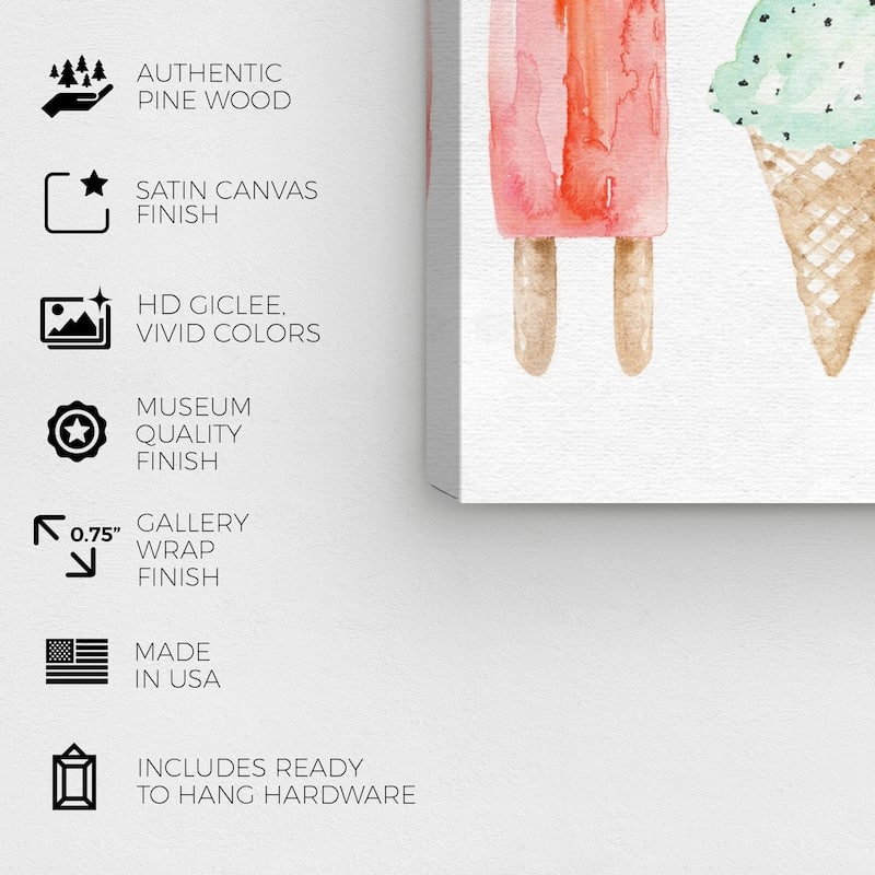 Wynwood Studio 'Ice Cream You Scream' Food and Cuisine Wall Art Canvas Print - White, Pink