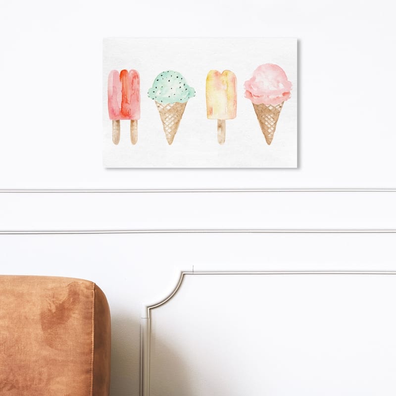 Wynwood Studio 'Ice Cream You Scream' Food and Cuisine Wall Art Canvas Print - White, Pink