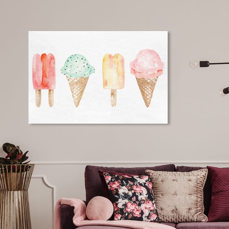 Wynwood Studio 'Ice Cream You Scream' Food and Cuisine Wall Art Canvas Print - White, Pink