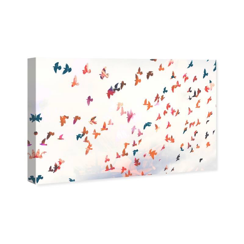 Wynwood Studio 'Birds in the Fall' Animals Wall Art Canvas Print - White, Orange