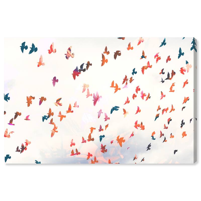 Wynwood Studio 'Birds in the Fall' Animals Wall Art Canvas Print - White, Orange