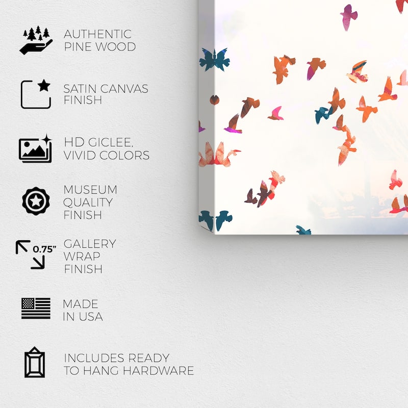 Wynwood Studio 'Birds in the Fall' Animals Wall Art Canvas Print - White, Orange