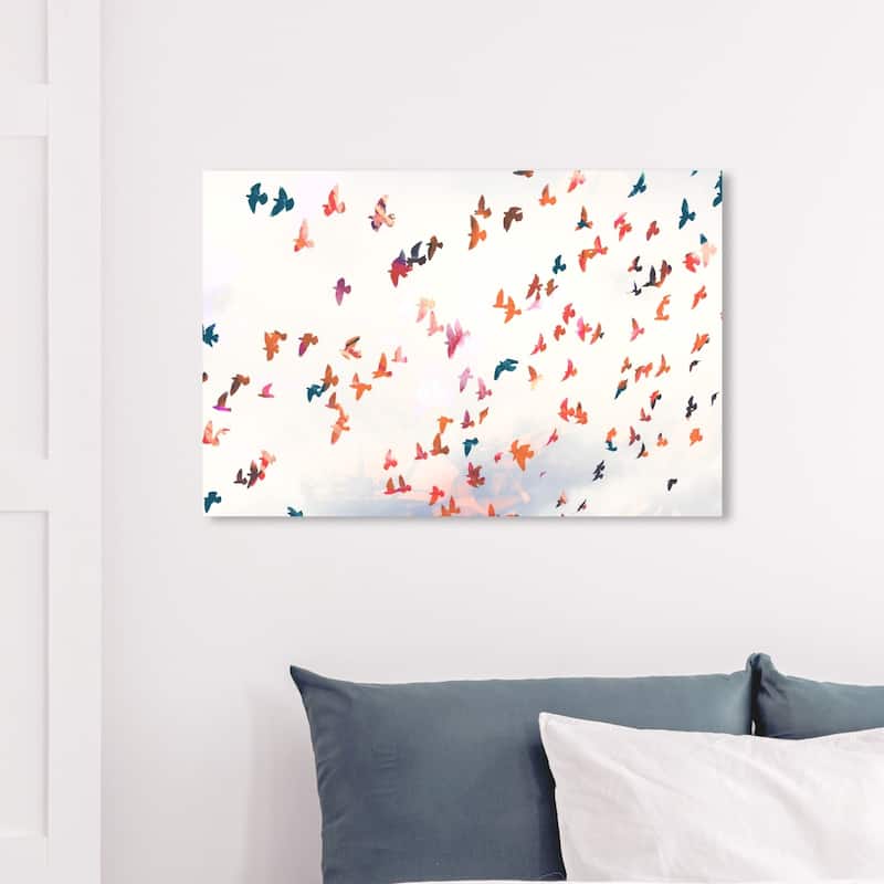 Wynwood Studio 'Birds in the Fall' Animals Wall Art Canvas Print - White, Orange - 36 x 24