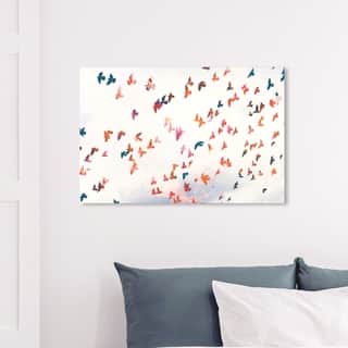 Wynwood Studio 'Birds in the Fall' Animals Wall Art Canvas Print - White, Orange