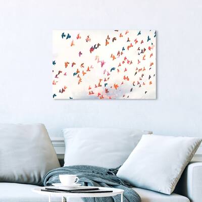 Wynwood Studio 'Birds in the Fall' Animals Wall Art Canvas Print - White, Orange
