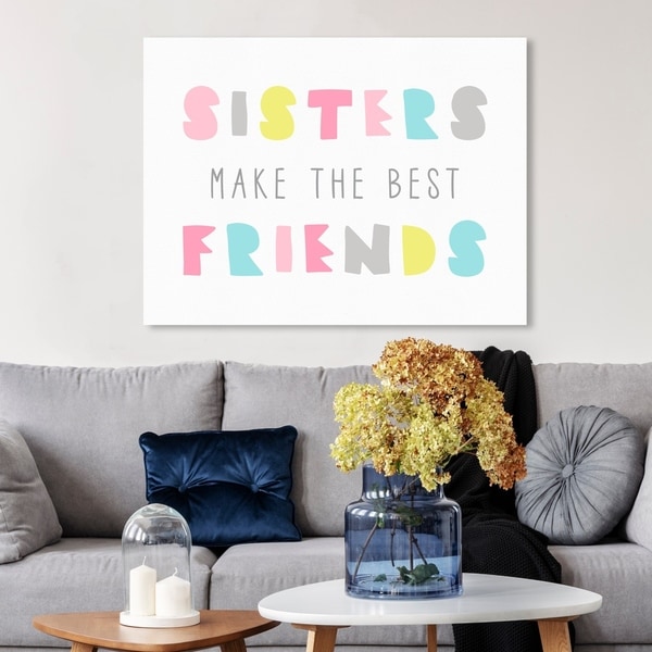 Wynwood Studio 'Best Friend Sisters Bright' Typography and Quotes Wall Art Canvas Print - White, Pink