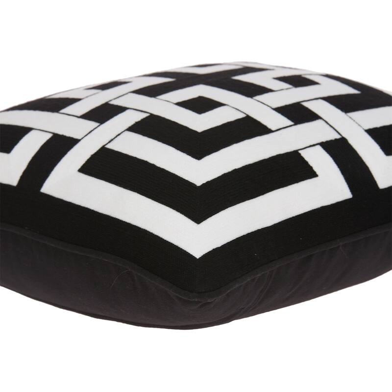 Parkland Collection Abali Transitional Black and White Pillow Cover With Poly Insert