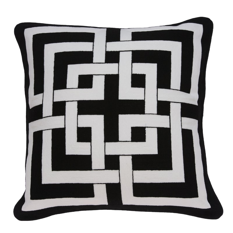 Parkland Collection Abali Transitional Black and White Pillow Cover With Poly Insert