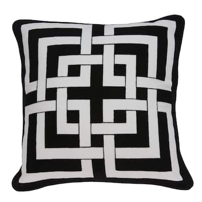 Parkland Collection Abali Transitional Black and White Pillow Cover With Poly Insert