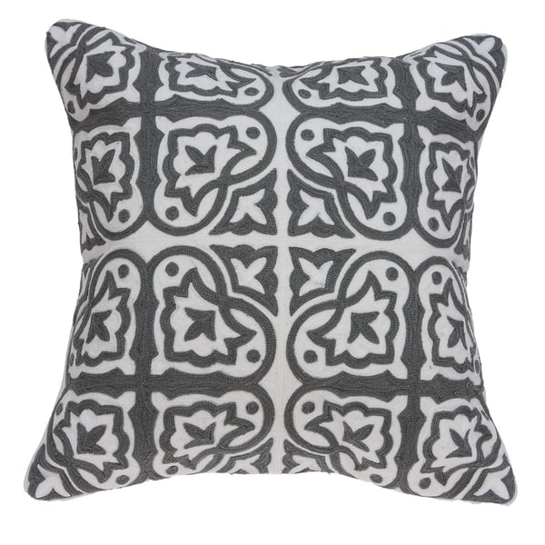 Parkland Collection Heera Traditional Grey and White Pillow Cover With ...