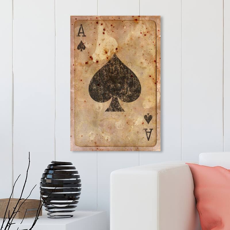 Wynwood Studio 'Ace of Spades' Entertainment and Hobbies Wall Art Canvas Print - Black, Brown - 20 x 30