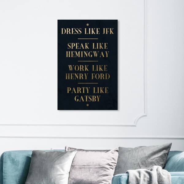 Wynwood Studio 'Dress Speak Work Party Role Models' Typography and Quotes  Wall Art Canvas Print - Gold, Black - Bed Bath & Beyond - 29593921
