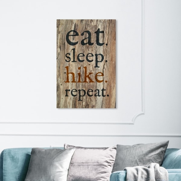 Wynwood Studio 'Eat Sleep Hike Repeat' Typography and Quotes Wall Art Canvas Print - Black, Brown