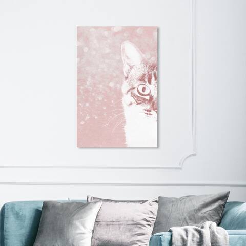 Wynwood Studio 'Fancy Feline' Animals Wall Art Canvas Print - Pink, White