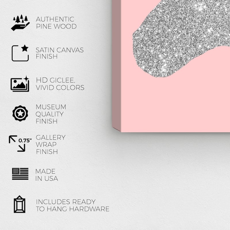 Wynwood Studio 'Glitter Unicorn Pink' Fantasy and Sci-Fi Wall Art Canvas Print - Gray, Pink