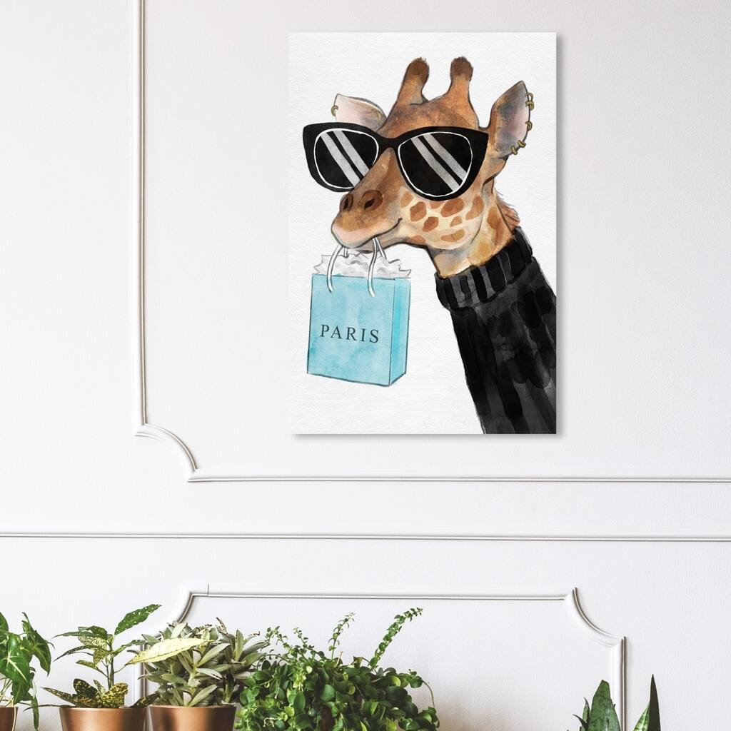 Wynwood Studio '28557 Fabulous Giraffe' Animals Wall Art Canvas Print - Black, Brown