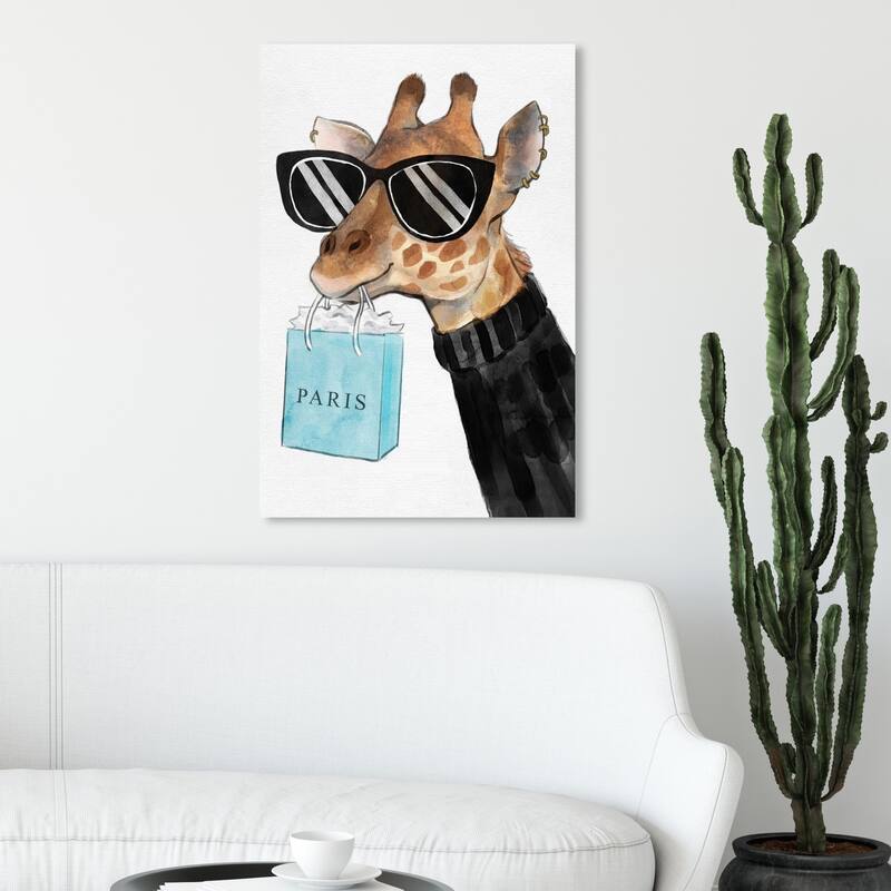 Wynwood Studio '28557 Fabulous Giraffe' Animals Wall Art Canvas Print - Black, Brown - 20 x 30