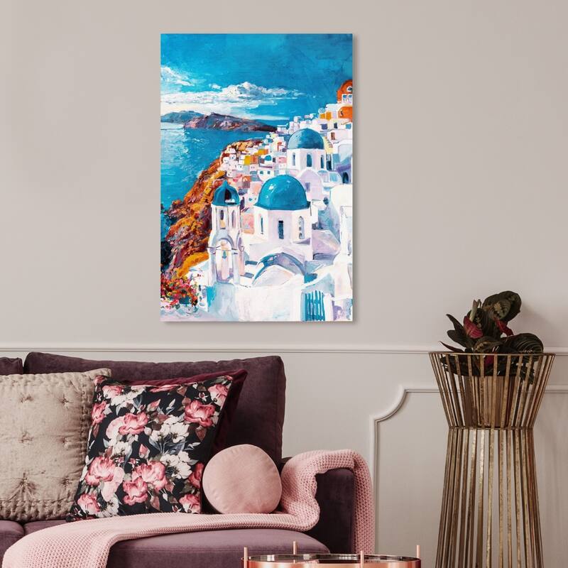 Wynwood Studio 'Beautiful Day in Greece' World and Countries Wall Art Canvas Print - White, Blue - 20 x 30