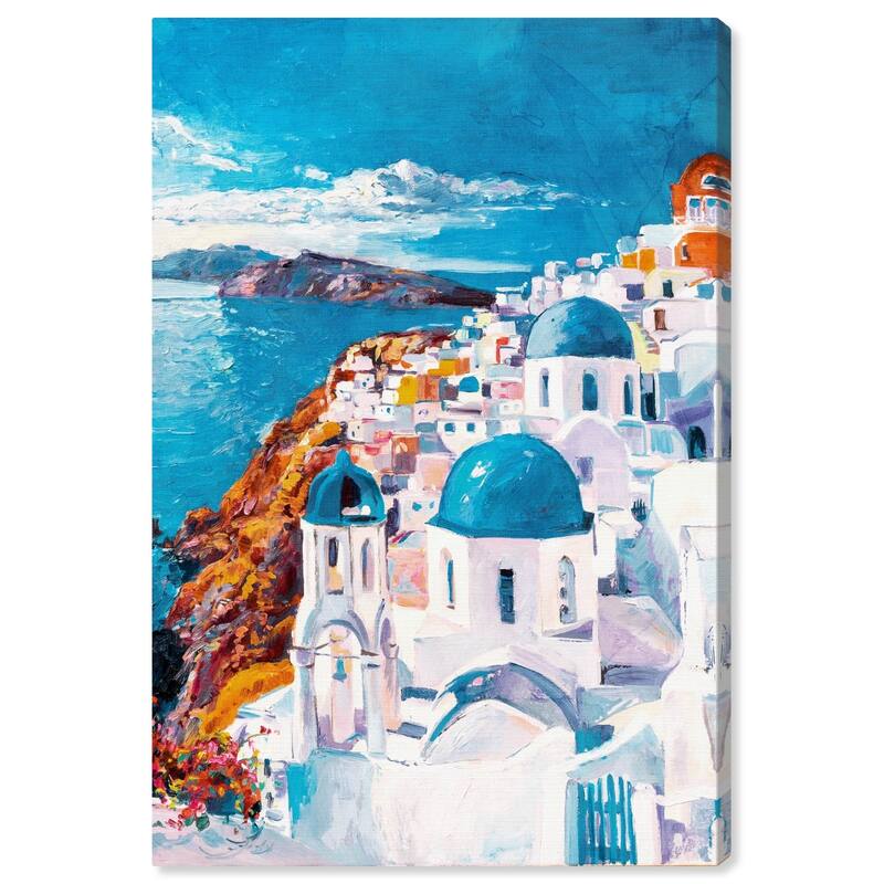 Wynwood Studio 'Beautiful Day in Greece' World and Countries Wall Art Canvas Print - White, Blue