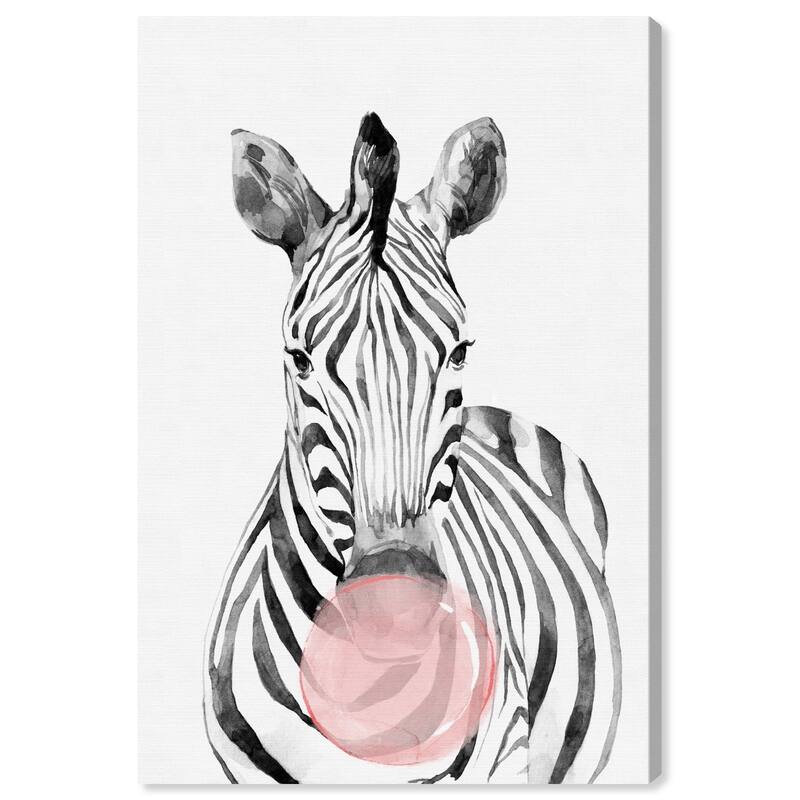 Wynwood Studio 'Zebra Bubblegum' Animals Wall Art Canvas Print - Pink, Black