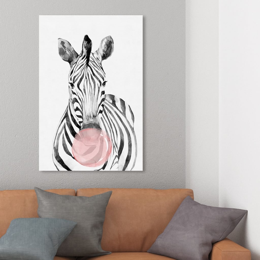 Wynwood Studio 'Zebra Bubblegum' Animals Wall Art Canvas Print - Pink, Black