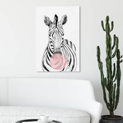 Wynwood Studio 'Zebra Bubblegum' Animals Wall Art Canvas Print - Pink, Black