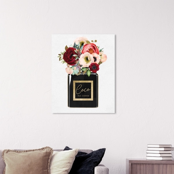 Wynwood Studio 'Floral Gold Perfume' Fashion and Glam Wall Art Canvas Print - Gold, Black