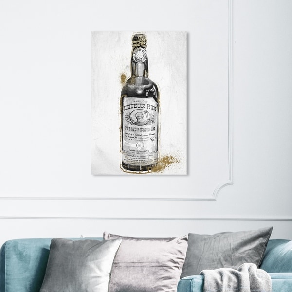 Wynwood Studio 'Rum Night' Drinks and Spirits Wall Art Canvas Print - Black, White