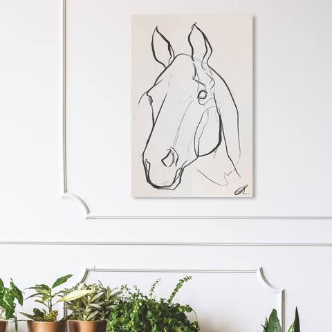 Wynwood Studio 'Stallion Sketch III' Animals Wall Art Canvas Print - Black, White