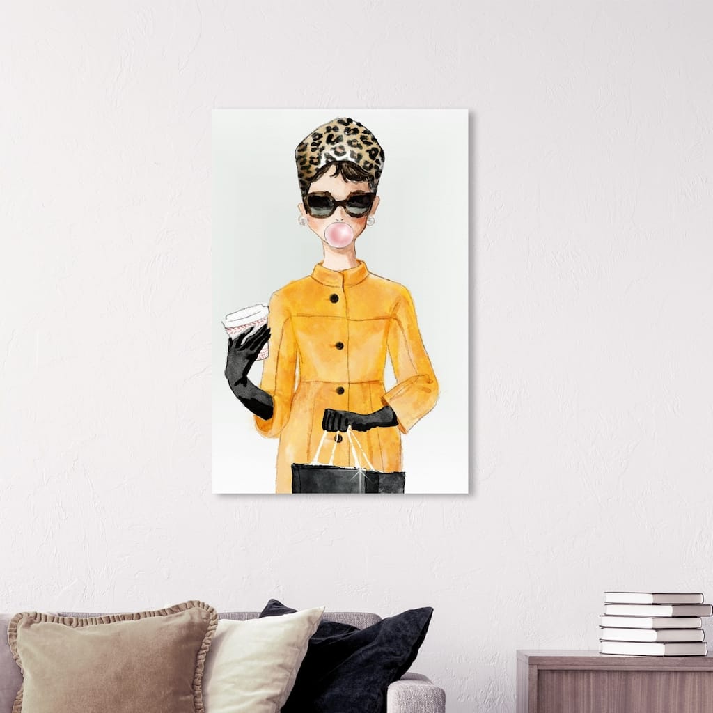 Wynwood Studio 'Charade in Yellow Coat' Fashion and Glam Wall Art Canvas Print - Yellow, White
