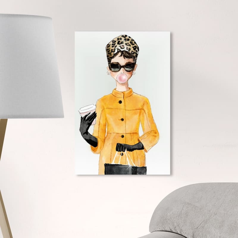 Wynwood Studio 'Charade in Yellow Coat' Fashion and Glam Wall Art Canvas Print - Yellow, White - 16 x 24