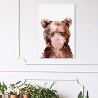 Wynwood Studio 'brown Bear Bubblegum' Animals Wall Art Canvas Print 