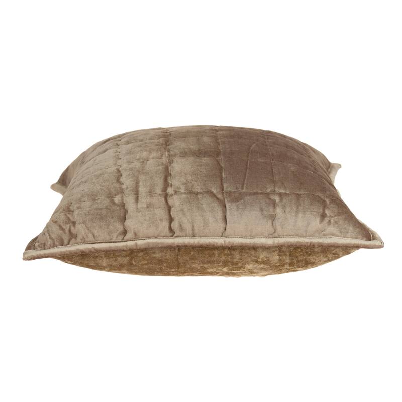 Parkland Collection Byblo Transitional Taupe Solid Quilted Pillow Cover With Poly Insert