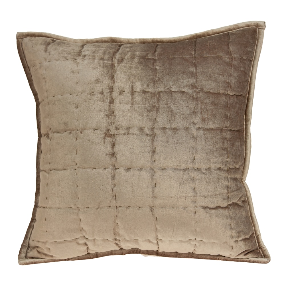 Parkland Collection Byblo Transitional Taupe Solid Quilted Pillow Cover With Poly Insert