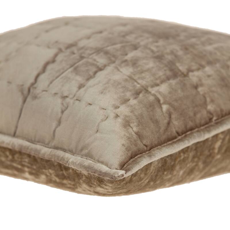 Parkland Collection Byblo Transitional Taupe Solid Quilted Pillow Cover With Poly Insert