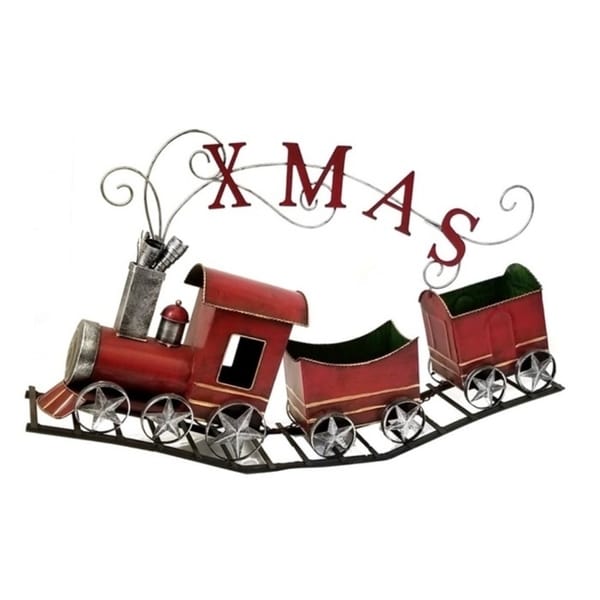 Shop Metal Christmas Train with 2 Carts on Track "XMAS"  Free