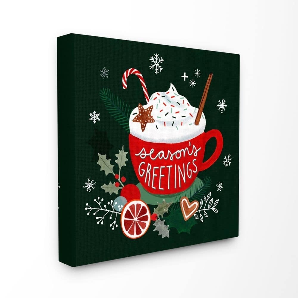 Stupell Seasons Greetings Mug Christmas Holiday Red Word Design Canvas 