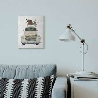 Stupell Merry Christmas Snow Covered Truck Holiday Design Canvas Wall Art, Proudly Made in USA