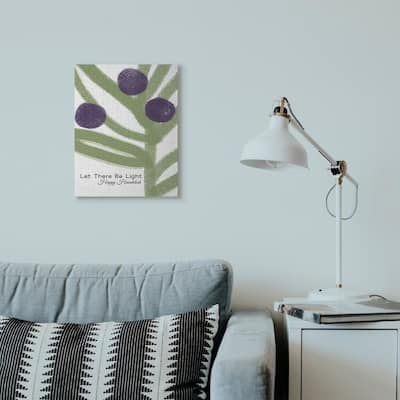 Stupell Industries Let There Be Light Hanukkah Holiday Green Purple Word Design Canvas Wall Art, Proudly Made in USA