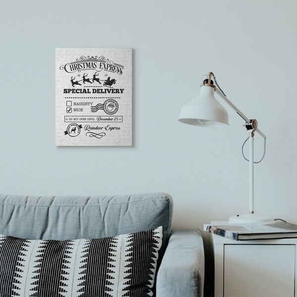 Stupell Industries Christmas Express Package Holiday Word Design Canvas Wall Art, Proudly Made in USA