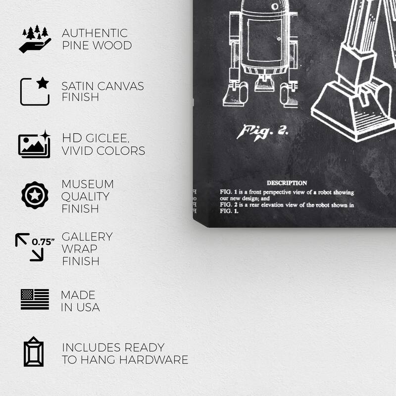 Wynwood Studio 'Robot II 1979 Chalkboard' Movies and TV Wall Art Canvas