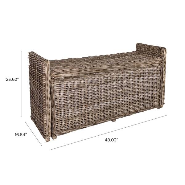 Shop Happimess Naples 47 50 Wicker Trunk Storage Bench Gray