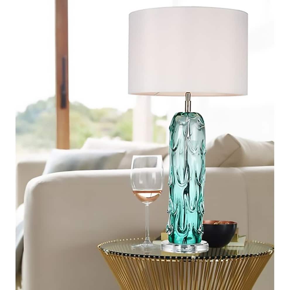 Relaxing and Simple Blue Glass Table Buffet Lamp By Lucas McKearn