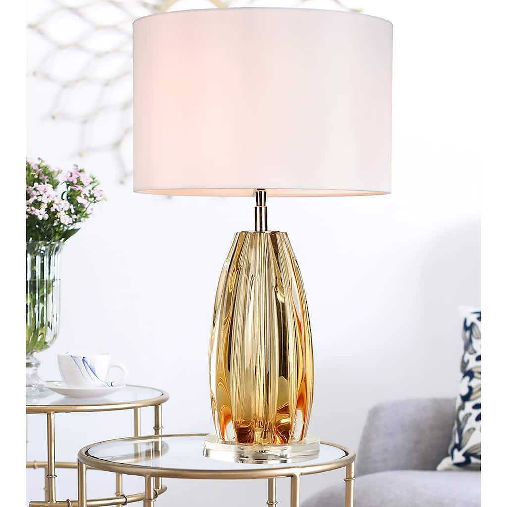 Transitional Modern with Amber Finish Lamp By Lucas McKearn