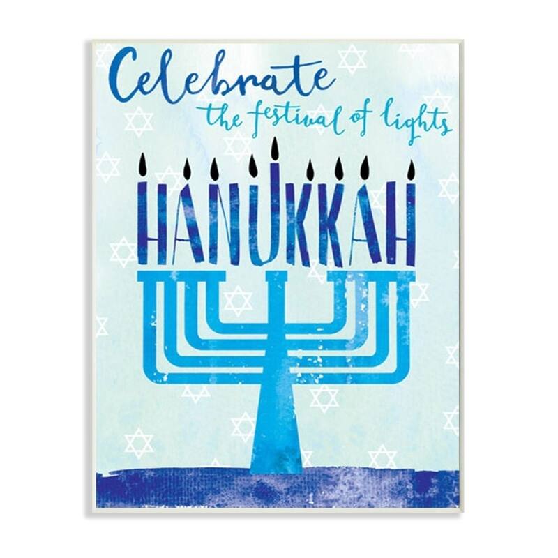 Stupell Festival Of Lights Hanukkah Holiday Menorah Blue Word Design ...