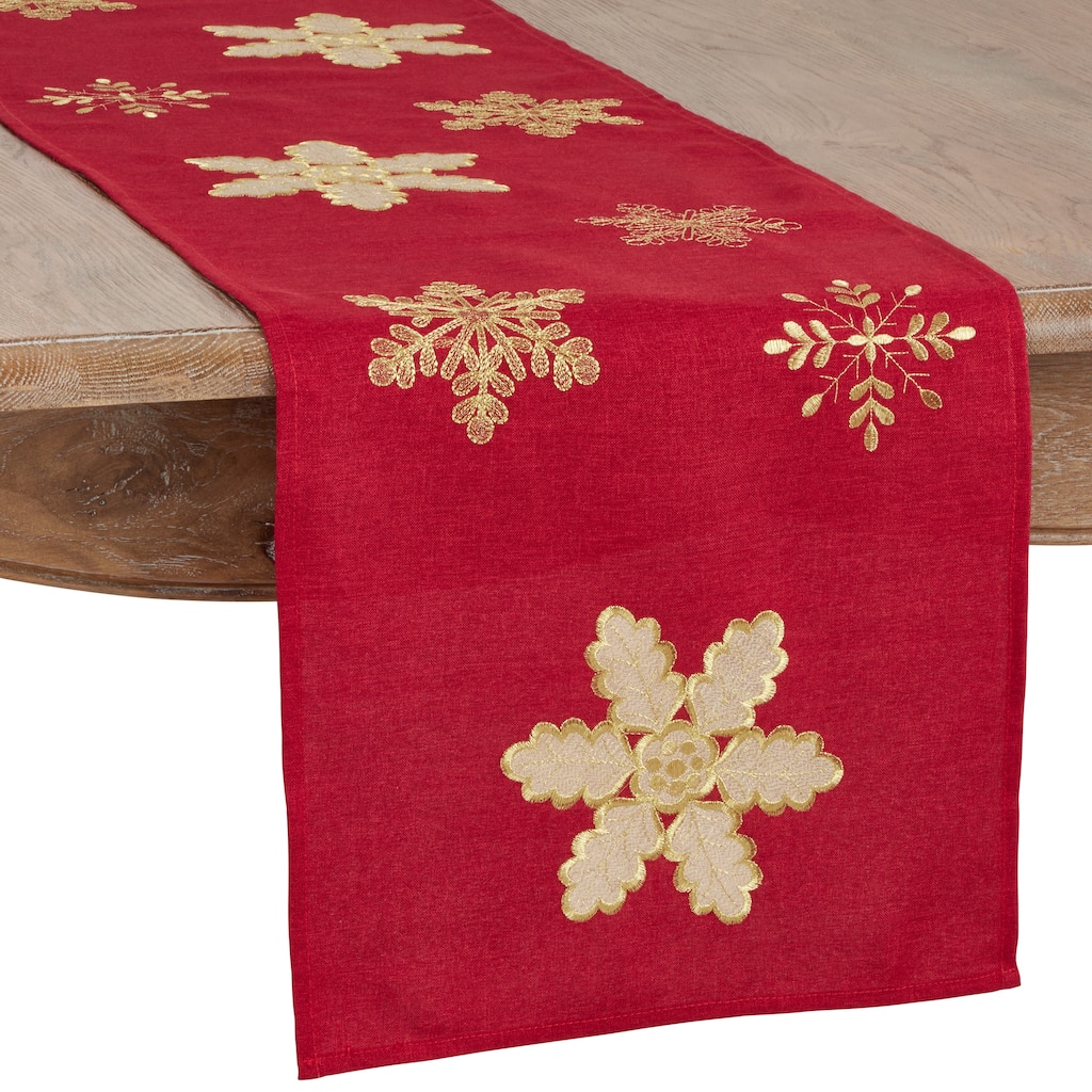 Embroidered Snowflake Design Table Runner