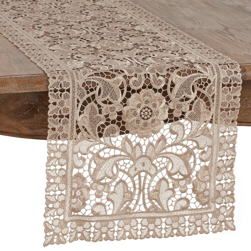 Vintage Lace Table Runner With Floral Design